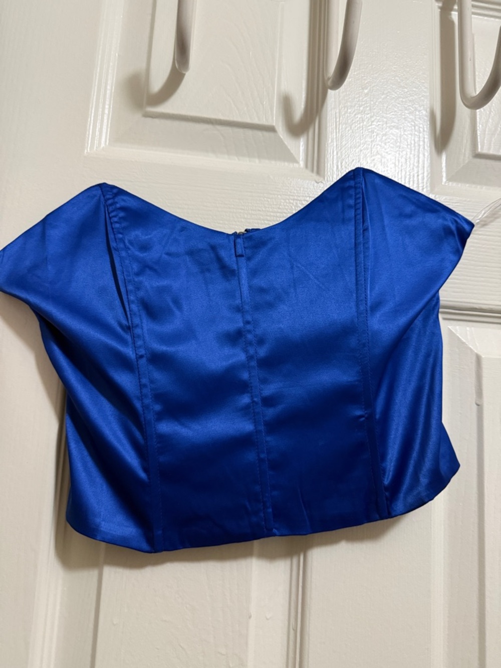 Cobalt Satin Strapless Corset & Skirt Set